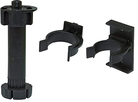 Amig - Kit 4 gambe e 8 supporti per mobili da cucina | Mod. 9 | Ø47 x 95/120 x Ø16 mm | con regolazione e tassello | per battiscopa da cucina | plastica nera