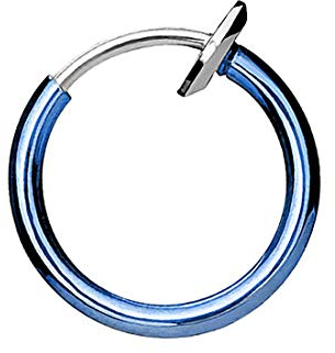 Taffstyle Piercing Fake Ring Tribal Klemmring Septum Tragus Helix Nase Lippe Ohr Hoop Clip Ear Cuff Nasenring Nasenpiercing Ohrpiercing Blau