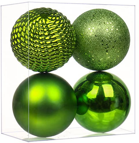 12CM Weihnachtsdeko Weihnachtskugeln, 4 Stücke Bruchsiche Christbaumkugeln Ornamente Weihnachtsbaumschmuck für Weihnachtsbaum Christbaumkugeln Weihnachtsdekoration Kugeln