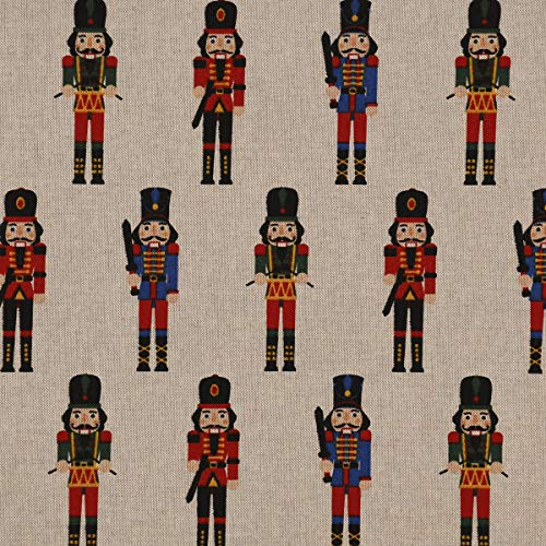 SCHÖNER LEBEN. Weihnachtsstoff Dekostoff Nussknacker Natur rot blau grün 1,40m