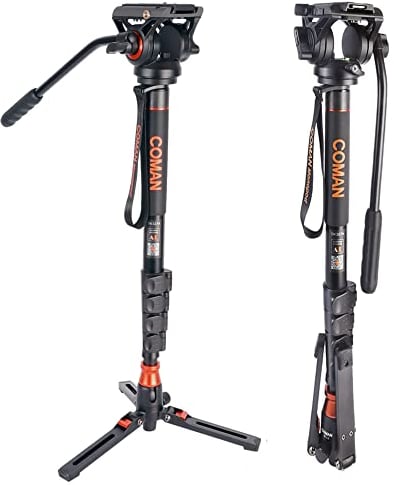 Monopod with Feet, Coman Professional Video Camera Monopod with Tripod Stand 70.6 inch Max Load 22 Lbs for Cameras, Canon, Nikon, Sony, DSLR, Video Camcorder