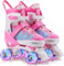 Gonex Verstellbar Rollschuhe, Leuchtenden Rädern Roller Skates für Mädchen Jungen Kinder Erwachsene (L (39-42) EU, ROSA)