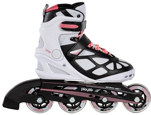 Playlife Inline Skates UNO Pink 80, Schwarz/Weiß/Pink, für Damen, 80mm/82A Rollen, ABEC 7 Kugellager, Art. nr.: 880260
