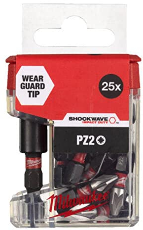 Milwaukee Shockwave Tic Tac 4932479857 PZ2 and Bit Holder Metal 26 Pieces