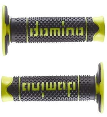 Manopole Dominó in gomma termoplastica per manubrio per Motocross, Pitbike, Enduro, Trial, MX, Freeride (Giallo Fluore)
