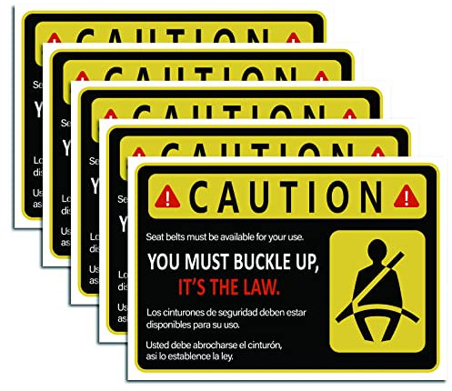craspire 5 STÜCKE Schnalle Warnschild Taxi Sicherheitshinweis Schild Sicherheit Selbstklebend 6.9X9.8 Vinyl Aufkleber Für Auto, Taxi, Taxi, Bus