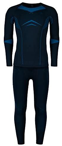 Odlo Herren Funktionsunterwäsche Set Fundamentals Performance WARM, Dark Sapphire - Blue Jewel, XL