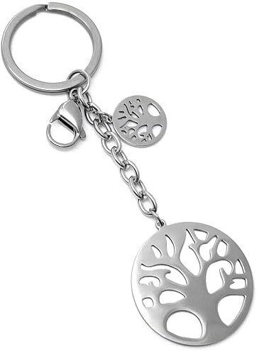 Generico Portachiavi Albero della Vita in Acciaio Inox per Donna Uomo, Ciondolo a forma di Albero della Vita