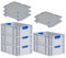 PROREGAL SuperSparSet 5x Eurobox NextGen Color mit Auflagedeckel & Schiebeschnappverschlüsse, HxBxT 22x40x60cm, 44L, Griffe blau geschlossen, Verstärkter Boden, Eurobehälter Transportbox