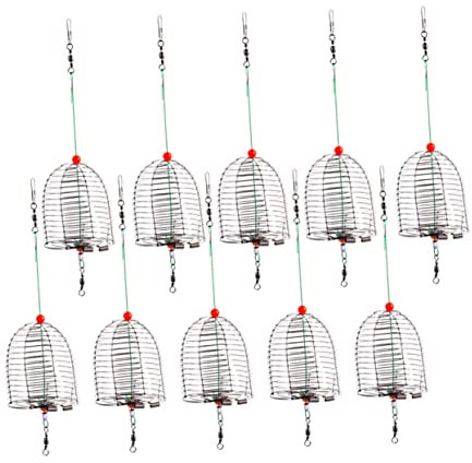 BIUDECO 10 STK Köderkäfig aus Metall angelzubehör Zubehör zum Karpfenangeln Krabbenköderkäfig Angelköder Fangkörbchen Köderfalle gewöhnliche Zubringer Korb Rostfreier Stahl