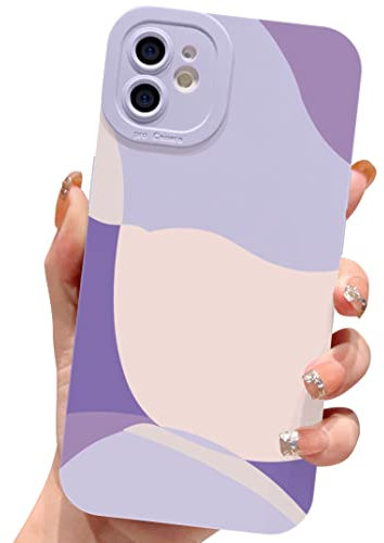 HZLFCZL Compatible with iPhone 12 Mini Case 5.4 Inch,cute painted art lens protective slim soft phone case for iPhone 12 Mini for women girl-Purple