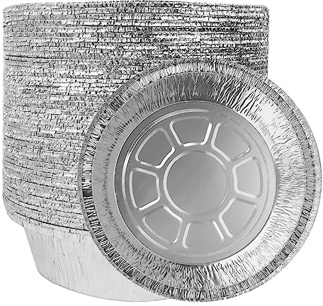 LOYUDEQIU 6 Inch/16cm Aluminum Foil Mini Pie Pans - Disposable Small Pie Tins for Bakeries, Cafes, Restaurants - Durable Mini Foil Pans for Pie, Fruit Tarts, Quiche (50, 6 Inch)