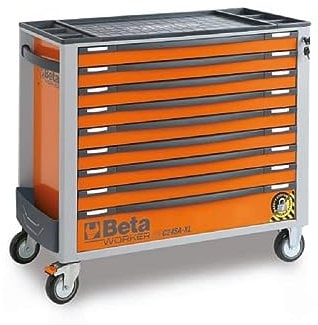 BETA - BW C24SAXL/9-O Cajonera móvil con Nueve cajones, con Sistema antivuelco, Modelo Largo - Naranja