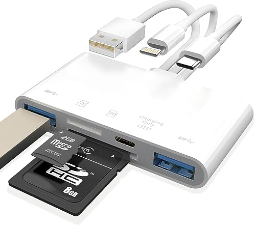 5-in-1 SD Kartenleser für Phone, Speicherkartenleser&USB OTG Adapter, USB C und USB A Geräte mit Micro SD & SD Karten Slots, Unterstützt SD/Micro SD/SDHC/SDXC/MMC