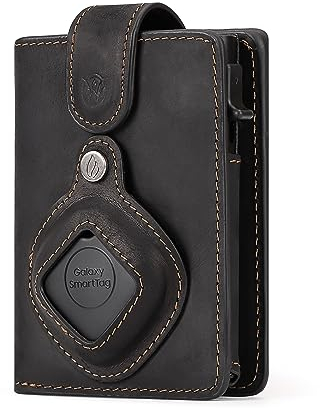 Will Fire® MagFlap® MultiTag | Airtag Android Wallet per Samsung Galaxy Smart Tag + Tile Chipolo ATUVOS Key finder | Custodia per carte di credito | Portafoglio in pelle | Chiusura magnetica | Monete