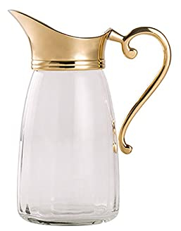 GRFIT Water Pitcher Light Luxury Glass Pitcher with Brass Handle and Spout, Creative Cold Water Jug Milk Jug for Home, Restaurant, Coffee Shop（25.3 Oz） Iced Tea Pitcher