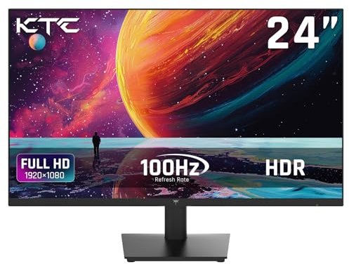 KTC Moniteur 24 – Moniteur 1080p, Moniteur de Jeu FreeSync 100 Hz avec HDR10, Montage VESA, Inclinaison réglable, Design ZeroFrame, HDMI, VGA, Ports d'écouteurs, Moniteur de Travail pour Ordinateur