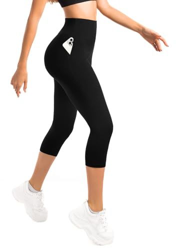 Sanpetix Cropped 3/4 Leggings Women with Pockets for Gym & Yoga | 7/8 Length With 2 Side Pockets; Breathable Fabric; High-Rise Waist; Opaque Coverage; For Gym, Yoga & Casual.
