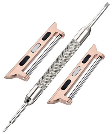 Watch Strap Connector Adapter Kit | Compatible with Apple iWatch Series 1-9 SE Ultra | Band Attachment Clasp | Link Clip Fitting | Spring Bars & Tool Included (Rose Gold, 42mm / 44mm / 45mm / 49mm)