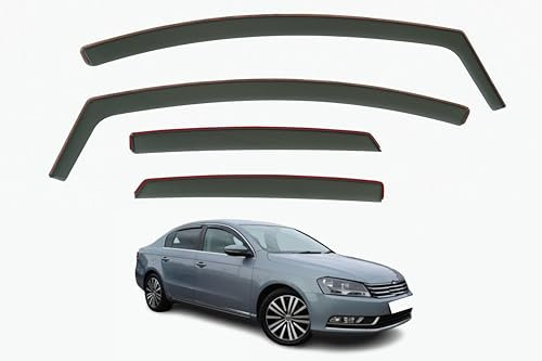 Set mit 4 Windabweisern, kompatibel mit Volkswagen Passat B6 & B7 4-Türer Limousine/Limousine 2006 2007 2008 2009 2010 2011 2012 2013 2014 Modelle