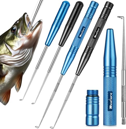 Realure 4Pcs 2 Sizes Portable Unhooking Disgorger with Magnets Fast Sea Fishing Hook Remover Tool - Sturdy Stainless Steel Fishing Disgorger for Small Big Fish