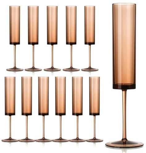 12 Pack Acrylic Orange Champagne Glasses Dark Orange Wine Glasses Terracotta Champagne Flutes Champagne Flutes Goblets for Wedding Reception Cocktail Cups Wedding Toasting Glasses Terracotta Decor