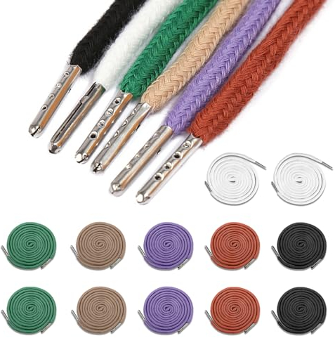 DHSWNNG Drawstring Cord, 12 PCS Replacement Drawstring Cords 130 CM Universal Cord with Metal Cord Locks Elastic Bungee for Trousers Hoodies Sweatpants Jackets Shoes