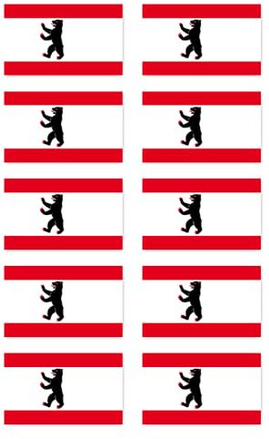 Aufkleber: 50x30 mm, 10 Stück - Flagge - Deutschland - Berlin - DE-BE - für Auto, Koffer, Laptop und mehr