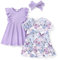 PATPAT Set Abiti da Bambina, Confezione da 2 Graziosi Abiti Estivi Senza Maniche con Volant Abiti da Principessa Maniche Corte, Abito a Trapezio per Bambini Compleanno Feste Banchetti Vacanze