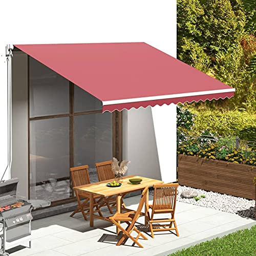 Kavolet Telo per tende da sole, impermeabile, antistrappo, ricambio con balze, accessorio per tende da sole, 400 x 300 cm, colore rosso bordeaux
