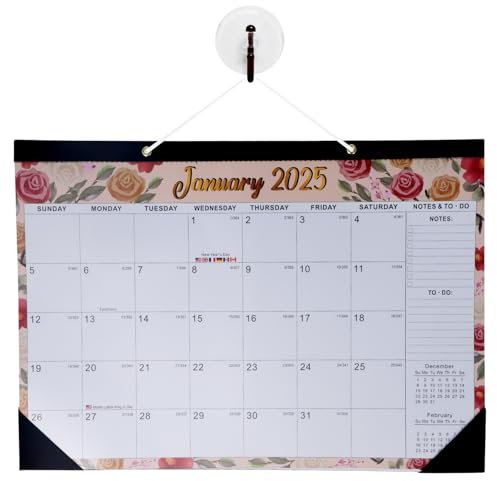 Wandkalender 2025-2026, 43x30,5cm, Monatskalender Januar 2025-Juni 2026, 18 Monatsplaner mit Gepunkteter Abrisslinie, Eckenschutz, Große Block, Familienplaner Kalender Büro Schule Haus, Querformat (D)