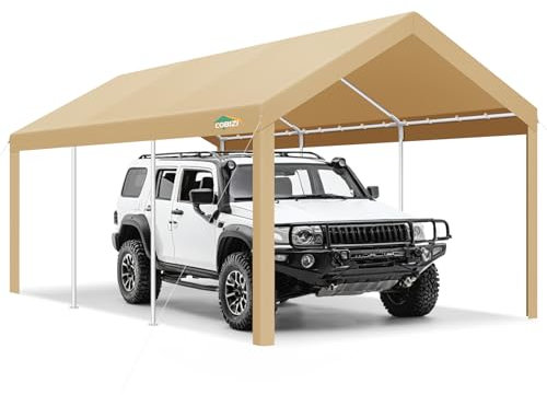 COBIZI Carport – Auvent imperméable pour voiture, camion et bateau, 3 x 6 m, kaki