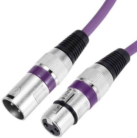 sourcing map XLR Male to XLR Female Cable, 10ft XLR to XLR Microphone Cable, Audio Adapter Cord for Preamps/Speaker Systems, Purple