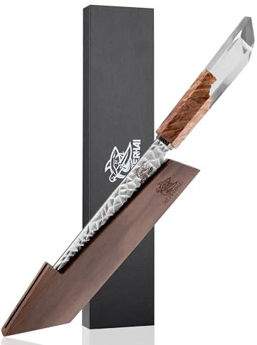 Messerhai Damastmesser INKL. Hülle Kochmesser 67 Schichten echter Damaststahl Küchenmesser (Damastmesser Shiro)