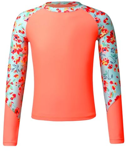 Runqhui - Camiseta de baño para niños, antirrayos UV, parte superior de traje de baño, natación y protección de manga larga Rashguard 5-16 años, naranja, 5-6 Años