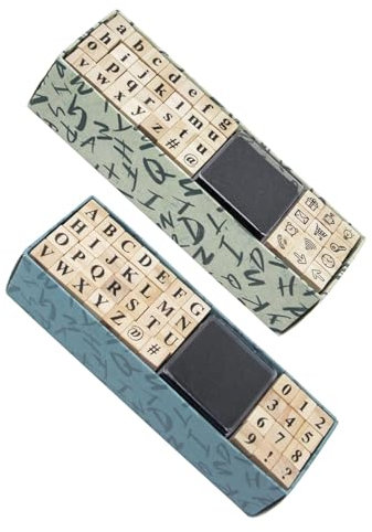ＣＨＡＭＥＥＮ 80 Stück Buchstaben Stempel Set Buchstaben und Zahlen Stempel Set Vintage Holz Alphabet Buchstaben Stempelset Mit Tintenpad DIY Holzstempel für Scrapbooking Handwerk Kartenherstellung