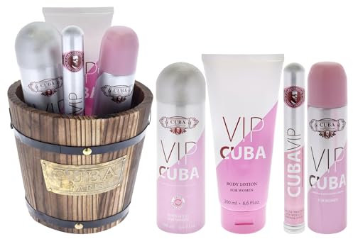 Cuba Vip by Cuba for Women, 4-teiliges Geschenkset, 180 ml, EDP-Spray, 300 ml, Eau de Parfum, 170 g Body Lotion