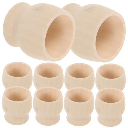 HONMEET 10 Tazas de Madera sin Terminar para Niños Y Niñas Porta Pintados a Mano para Manualidades Y Decoración del Hogar