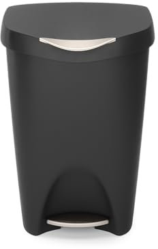 Umbra Brim Mülleimer 50L mit Deckel und Pedal, Kunststoff (PP), Schwarz/Nickel