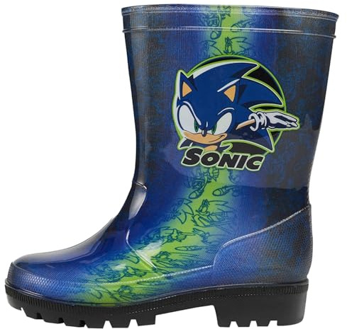 Kids Boys Sonic Rubber Wellies Officially Licensed The Hedgehog Rain Boot Anti-Skid Rubber Top Speed Welly Lightweight Wellington Snow Boot Ice Grip Boots Shoes Perfect for Every Journey