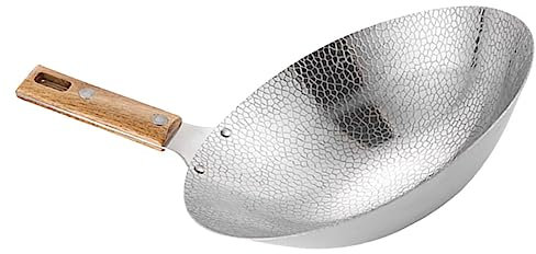 CATIEBYE Edelstahl Wokpfanne Kochgeschirrzubehör Bratpfanne Für Herde Wok Zum Braten Alltagspfanne Für Gasherd Küchenbedarf Küchenwok Kochtopf Küche
