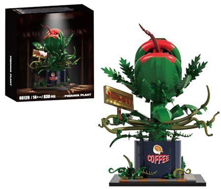 Kit de construction de 838 pièces pour plantes Piranha - Petit magasin d'horreur - Jouet de fleurs cannibales avec bouche rabattable - Cadeau pour les fans de télévision et les amis