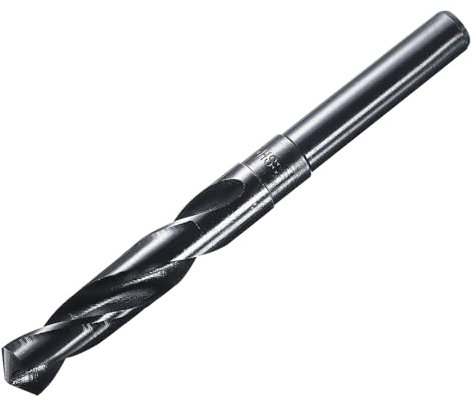 sourcing map 15mm Drill Bit 1/2 Reduced Shank 4341 High-Speed Twist HSS Nitriding Black 135° for Light-duty Soft Metal Aluminum Alloy Wood Plastic
