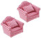 Whyzsjnclg 1:12 Skala DIY Dollhouse Sofa Sessel mit Kissen Mini -Puppen -Hausmöbeln Couch & Stuhl Miniatur Holzmöbel Handgemachte Handwerksmittel rot Karierte Puppenhaus Spielzeug rot 2 PC