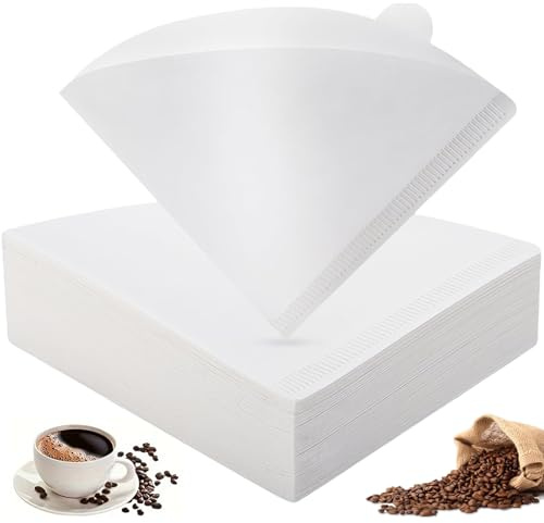 100 filtri di carta usa e getta non sbiancati V60 per caffè (bianco) | Adatto per macchine da caffè a goccia, filtri usa e getta puliti per l'uso quotidiano della birra