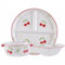 3Pcs Bariatric Portion Control Cutlery Set Divided Plate and Soup Bowls for One Person Use White with Fruit Pattern Ideal for Weight Management (Color : A)