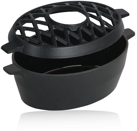 BBQ-Toro Humidificateur en fonte émaillée | 2,7 l | Humidificateur en fonte | Humidificateur d'eau pour four | Humidificateur pour poêle à bois | Bol de cheminée, humidificateur de four,