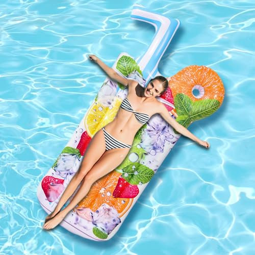 ACTOYS Luftmatratze Wasser, Pool Matratze, 69 Zoll, Wassermatratze, Schwimmmatratze, Schwimmmatte, Luftmatratze Pool für Erwachsene, Kinder (Getränke)