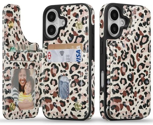 ZCDAYE for iPhone 16 Case Wallet Phone Case, Leopard print