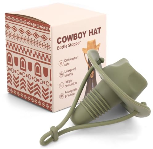 Cowboy Hat Wine Bottle Stopper, Funny Silicone Wine Plug Decorative Topper Champagne Cork Cover Cap Mother & Father Gifts to Seal and Keep Wines Fresh (Green)